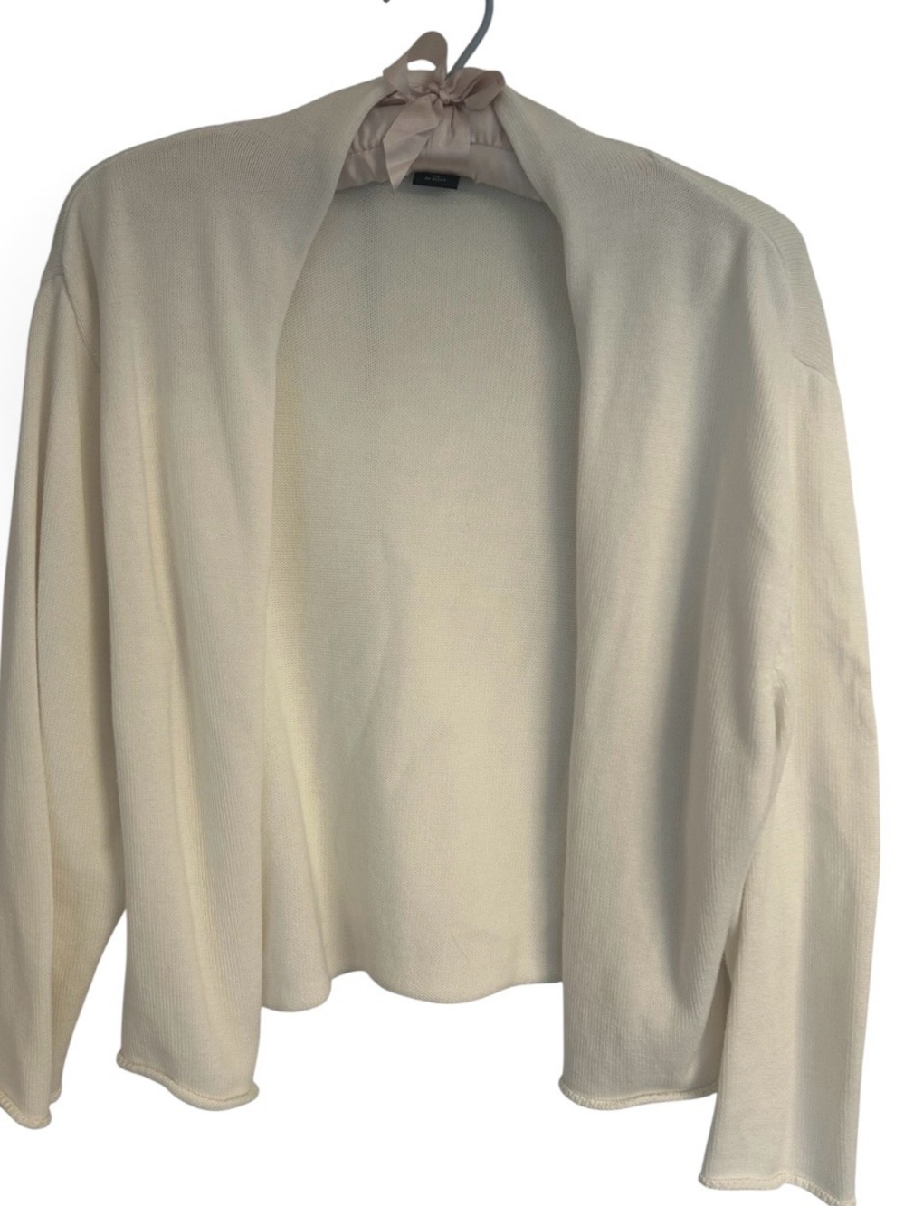 Women’s Casual Studio Cream Ribbed Open Front
Cardigan Sweater. Size XL